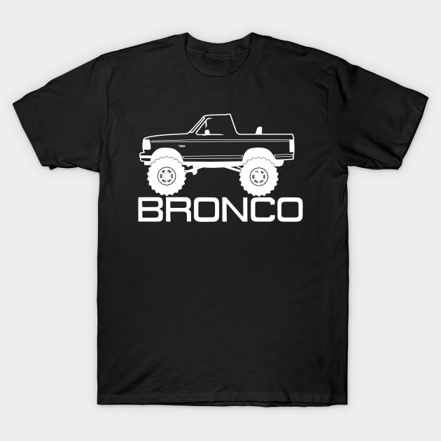 1992-1996 Ford Bronco Side Topless White Print T-Shirt by The OBS Apparel